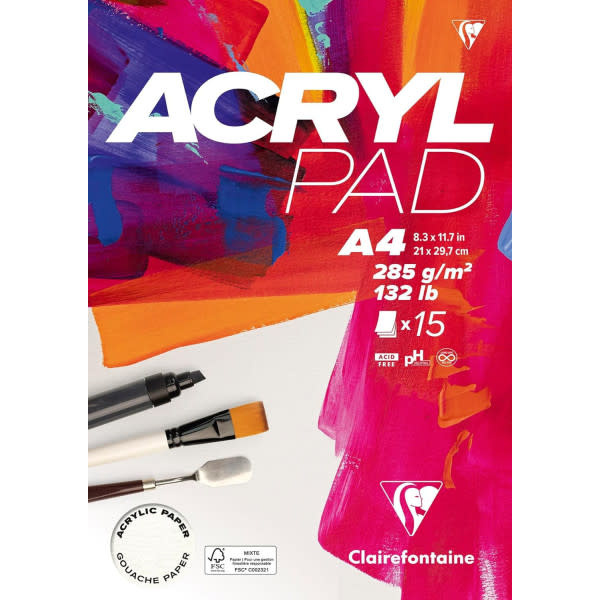 CLAIREFONTAINE Acrylpad bloc reliure intégrale A4 15F 285g