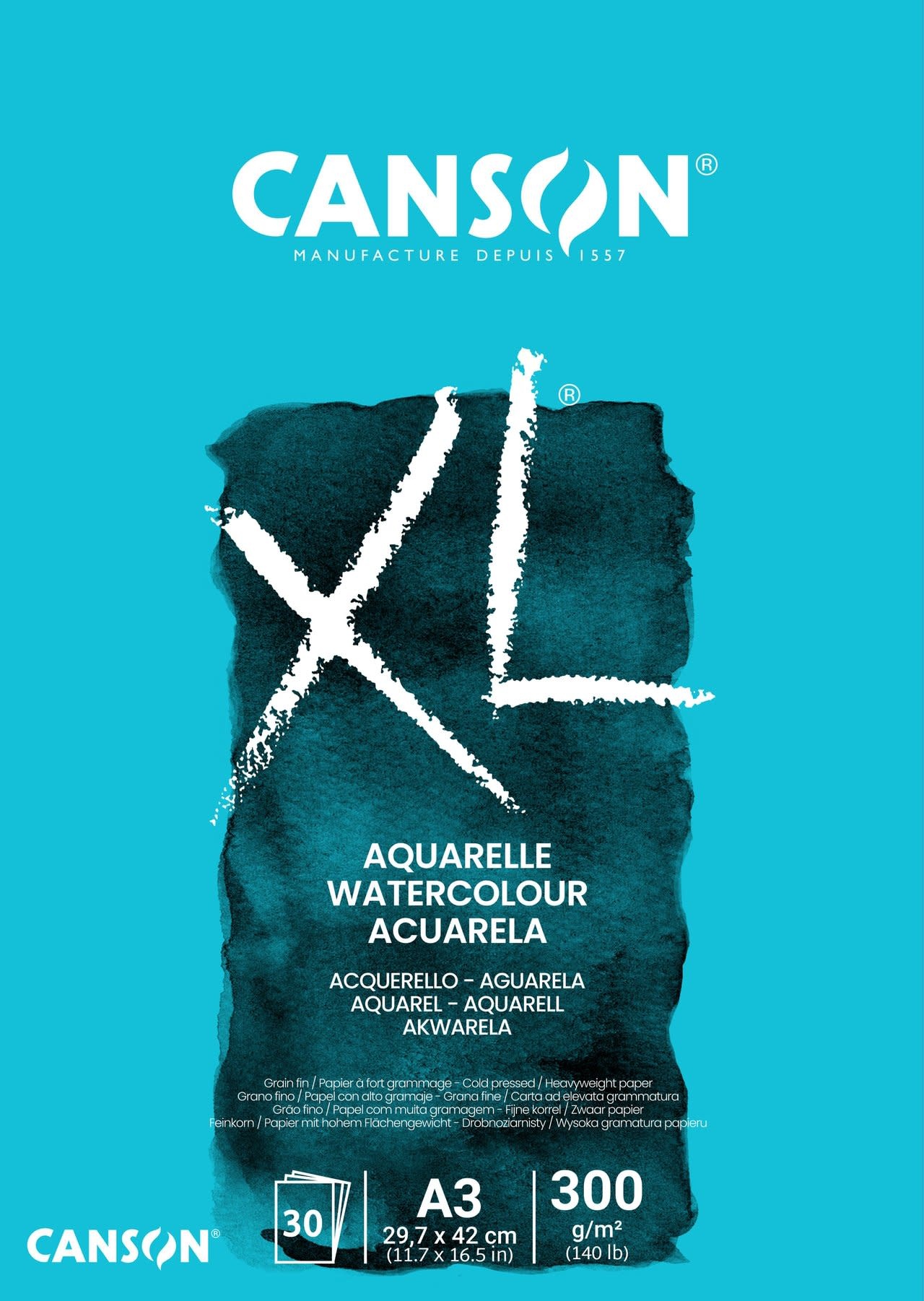 CANSON Canson Bloc collé 1 côté Xl Aquarelle 30F A3 300G