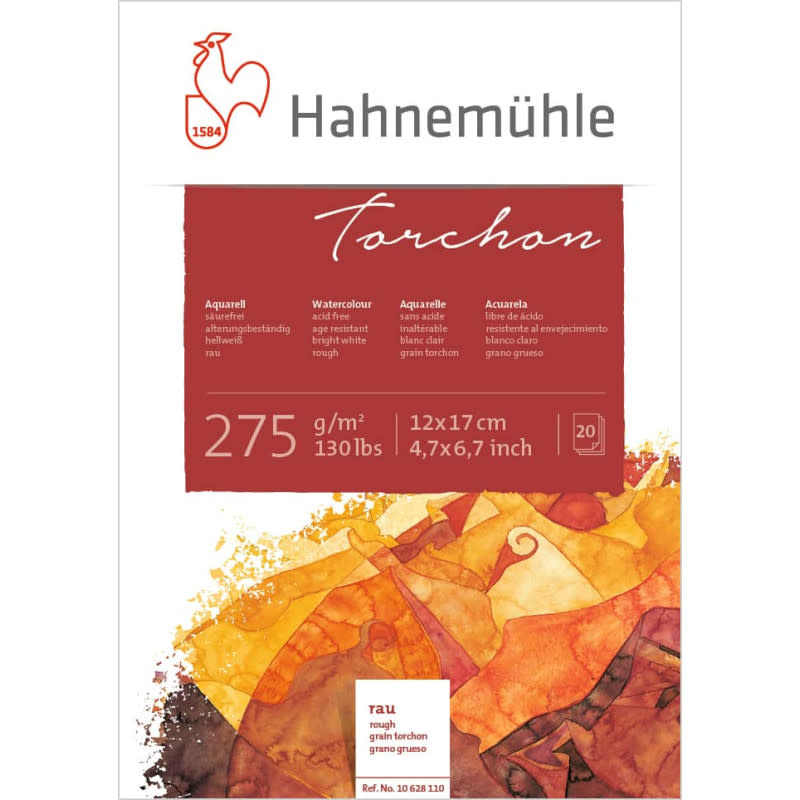HAHNEMÜHLE Bloc Aquarelle "Torchon" 275g/m², 12x17cm, 20feuilles