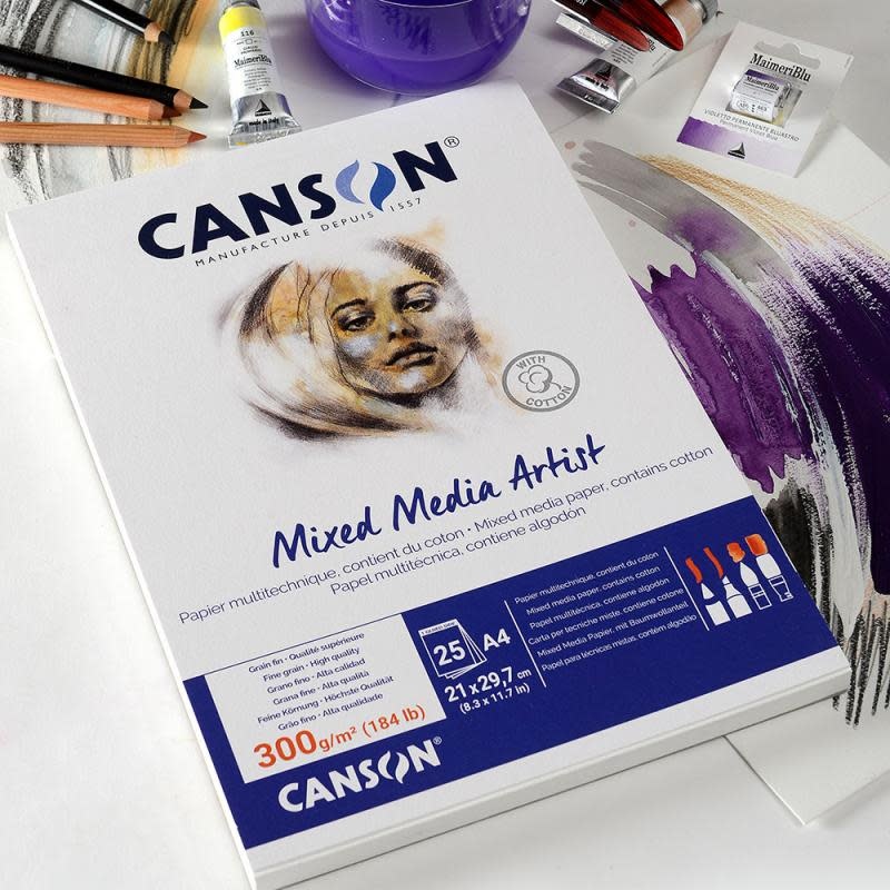 CANSON Bloc Colle 1 Cote 15Fl Canson® Mixed Media Artist A4 600G