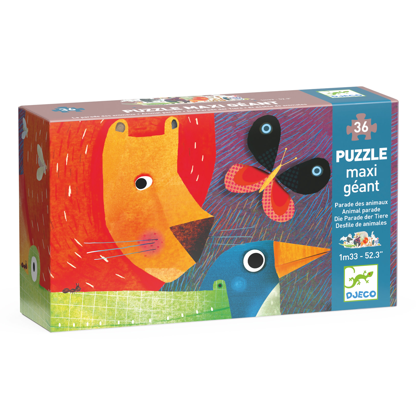 DJECO Puzzles - Puzzles Geants La Parade Des Animaux 36 Pcs