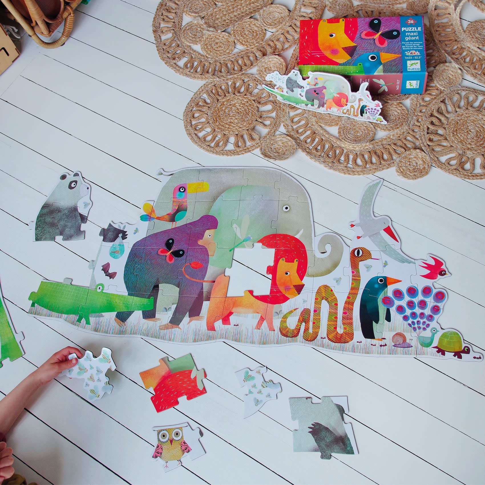 DJECO Puzzles - Puzzles Geants La Parade Des Animaux 36 Pcs