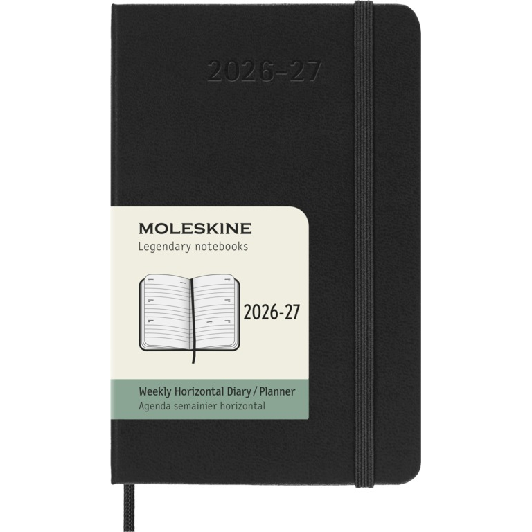 MOLESKINE Agende 18 mois Semainier horizontal Format Poche Noir Rigide