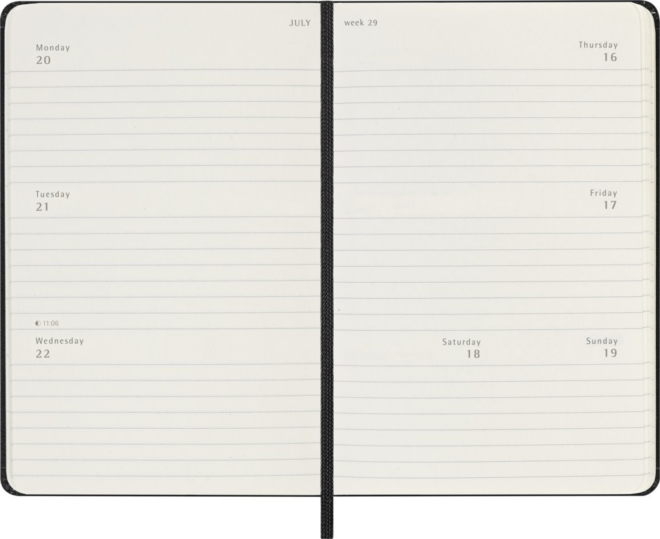 MOLESKINE Agende 18 mois Semainier horizontal Format Poche Noir Rigide