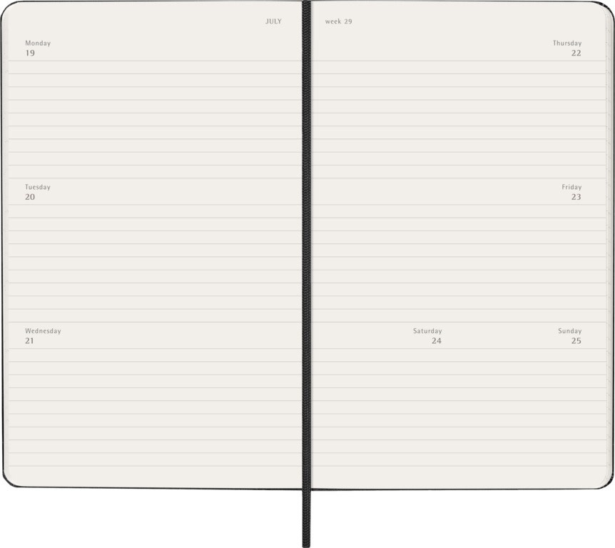 MOLESKINE Agende 18 mois Semainier horizontal Format Large Noir Rigide