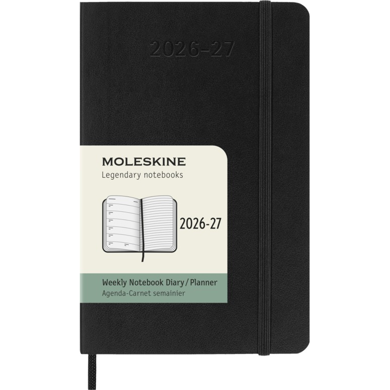MOLESKINE Agende 18 mois Semainier horizontal+notes Format Poche Noir Souple
