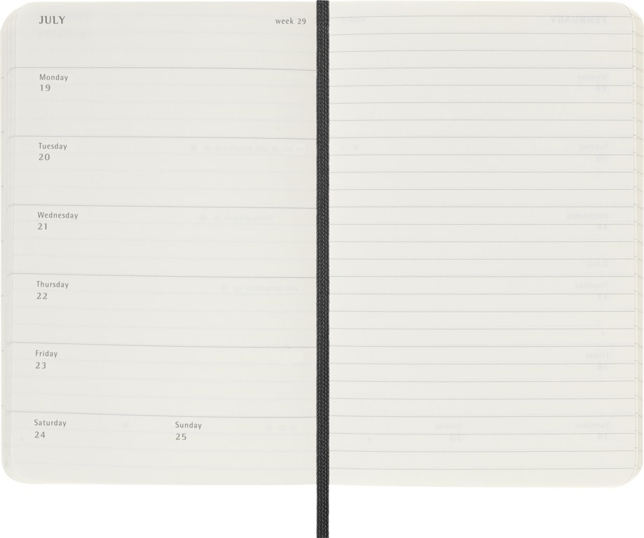 MOLESKINE Agende 18 mois Semainier horizontal+notes Format Poche Noir Souple