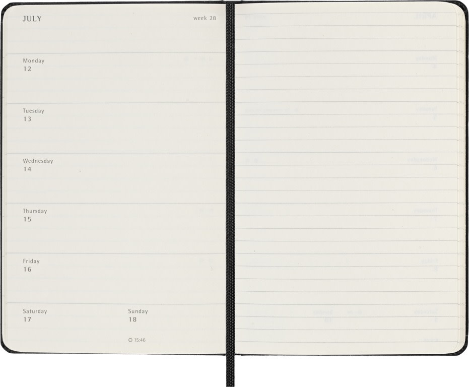 MOLESKINE Agende 18 mois Semainier horizontal+notes Format Poche Noir Rigide