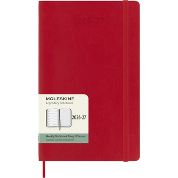 MOLESKINE Agende 18 mois Semainier horizontal+notes Format Large Rouge Écarlate Souple