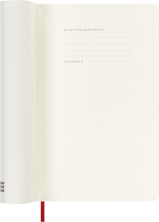 MOLESKINE Agende 18 mois Semainier horizontal+notes Format Large Rouge Écarlate Souple