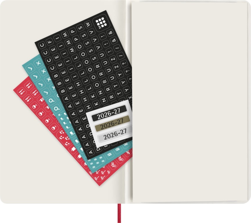 MOLESKINE Agende 18 mois Semainier horizontal+notes Format Large Rouge Écarlate Souple