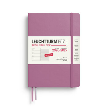 LEUCHTTURM 1917 Dusty Rose, Agenda Semainier & Carnet de notes Medium (A5) 2026/2027, 18 mois, Français