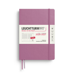 LEUCHTTURM 1917 Dusty Rose, Academic agenda planificateur Semainier Medium (A5) 2026/2027, 18 mois, Anglais