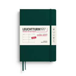 LEUCHTTURM 1917 Forest Green, Agenda Semainier horizontal Medium (A5) 2026/2027, 18 mois, Anglais