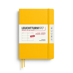LEUCHTTURM 1917 Sunflower, Agenda Semainier horizontal Medium (A5) 2026/2027, 18 mois, Anglais