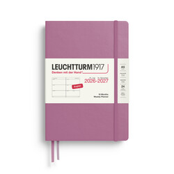 LEUCHTTURM 1917 Dusty Rose, Agenda horizontal Semainier Medium (A5) 2026/2027, 18 mois, Anglais