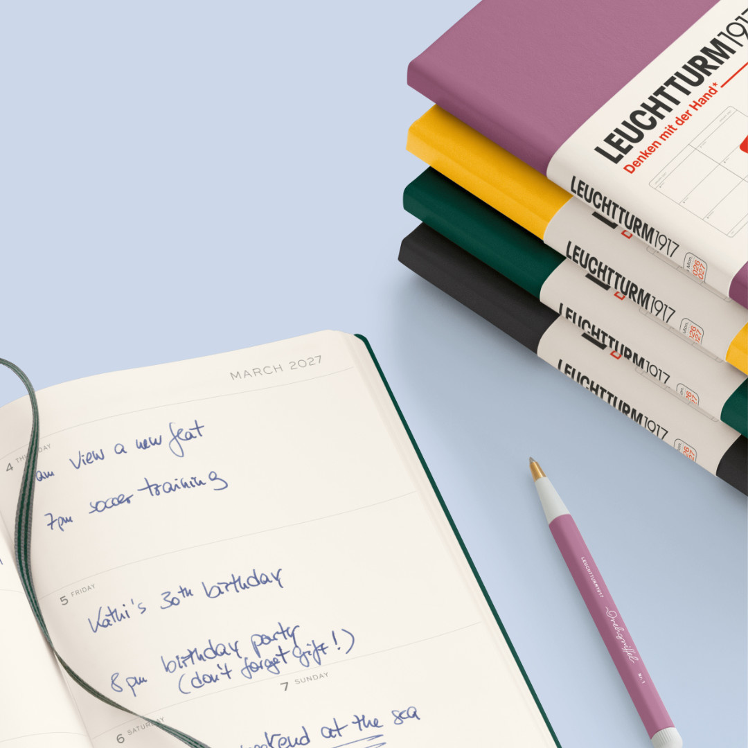 LEUCHTTURM 1917 Dusty Rose, Agenda horizontal Semainier Medium (A5) 2026/2027, 18 mois, Anglais