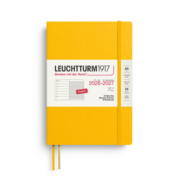 LEUCHTTURM 1917 Sunflower, Agenda Semainier & Carnet de notes Medium (A5) 2026/2027, 18 mois, Couverture souple, Anglais