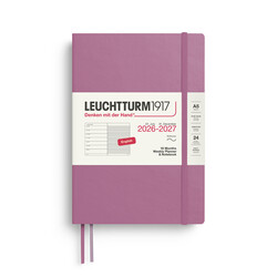 LEUCHTTURM 1917 Dusty Rose, Agenda Semainier & Carnet de notes Medium (A5) 2026/2027, 18 mois, Couverture souple, Anglais