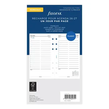 FILOFAX Recharge Agenda 1 Jour Par Page Académique 2026/27 Format Personal