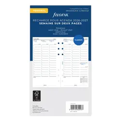 FILOFAX Recharge Agenda Semainier Vertical Académique 2026/27 Format Personal