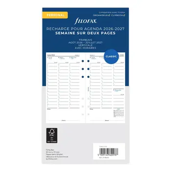 FILOFAX Recharge Agenda Semainier Vertical Académique 2026/27 Format Personal