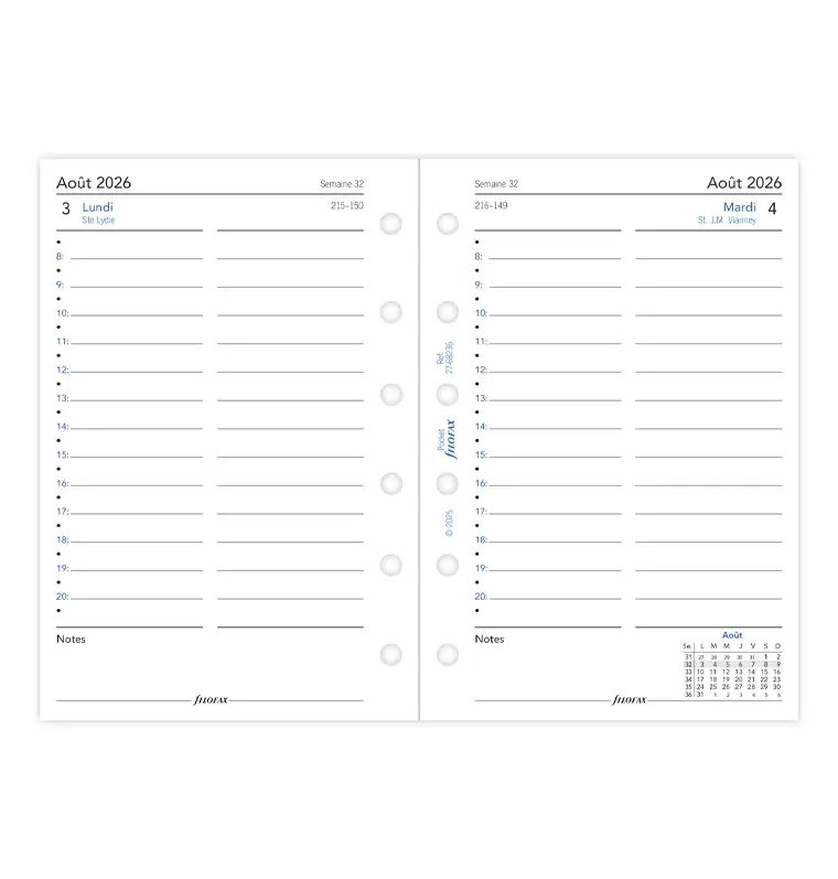 FILOFAX Recharge Agenda 1 Jour Par Page Académique 2026/27 Format Pocket