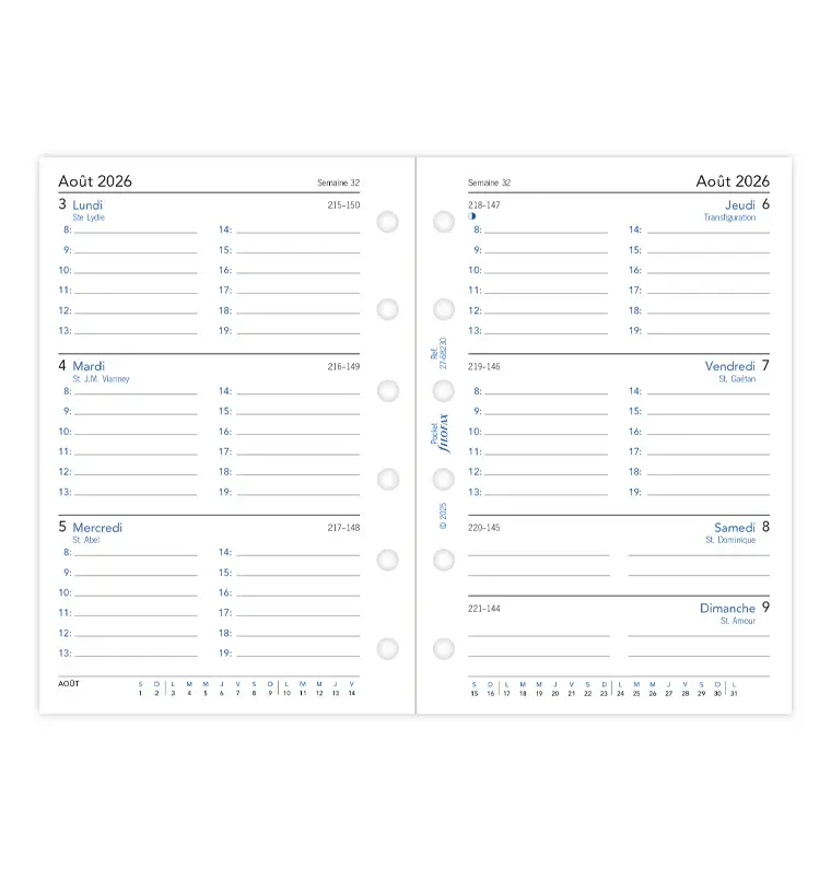 FILOFAX Recharge Agenda Semainier Horizontal Académique 2026/27 Format Pocket