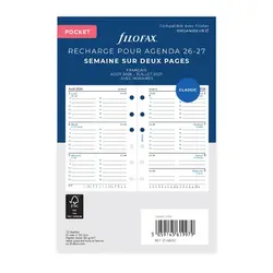 FILOFAX Recharge Agenda Semainier Horizontal Académique 2026/27 Format Pocket
