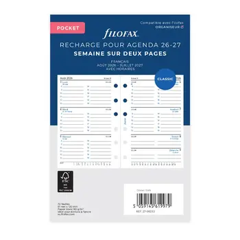 FILOFAX Recharge Agenda Semainier Horizontal Académique 2026/27 Format Pocket