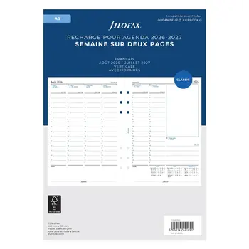 FILOFAX Recharge Agenda Semainier vertical Académique 2026/27 Format A5