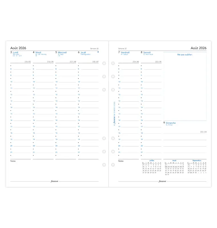 FILOFAX Recharge Agenda Semainier vertical Académique 2026/27 Format A5