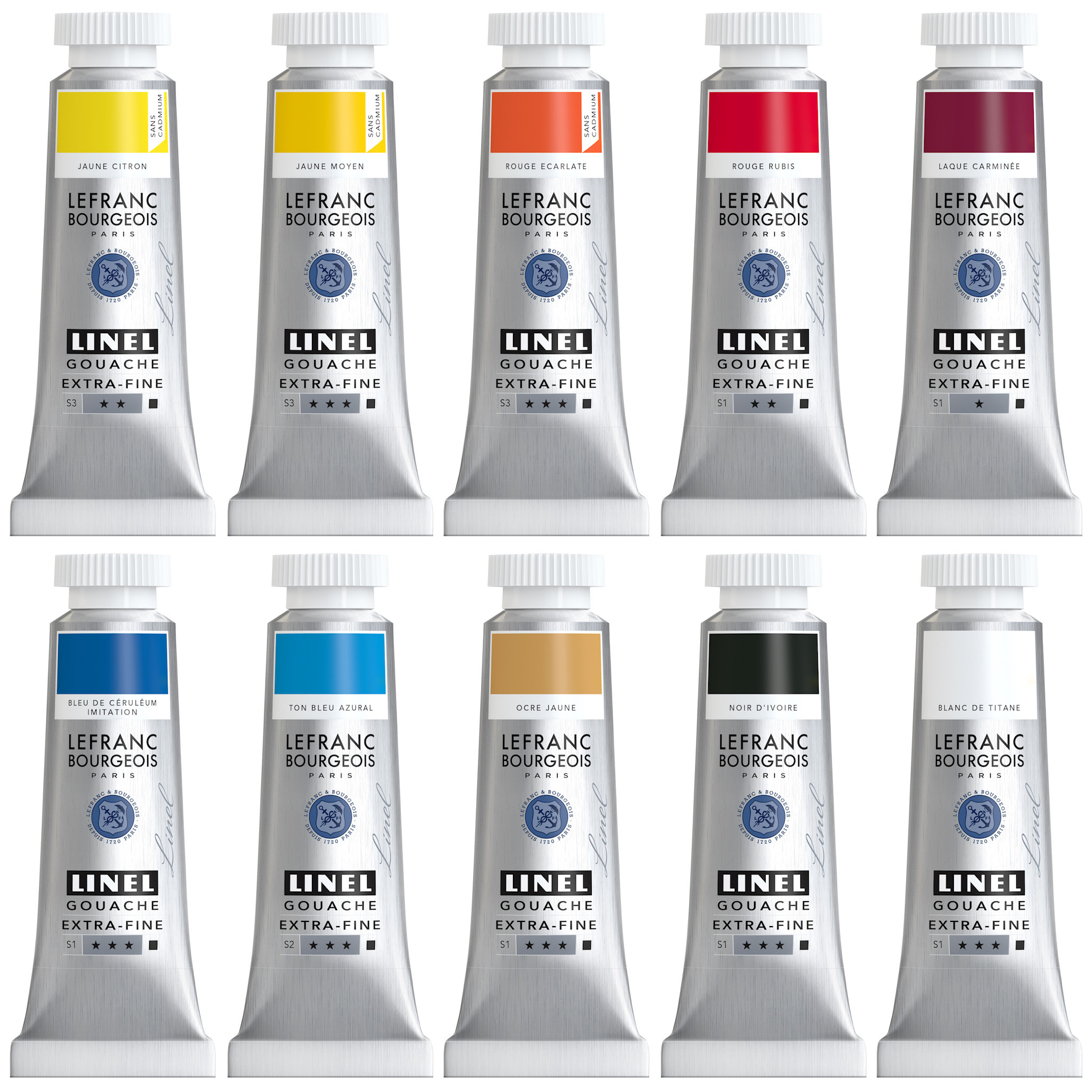 LEFRANC BOURGEOIS Linel Gouache Extra-Fine 10X14Ml Mix Set Double Clr Prim