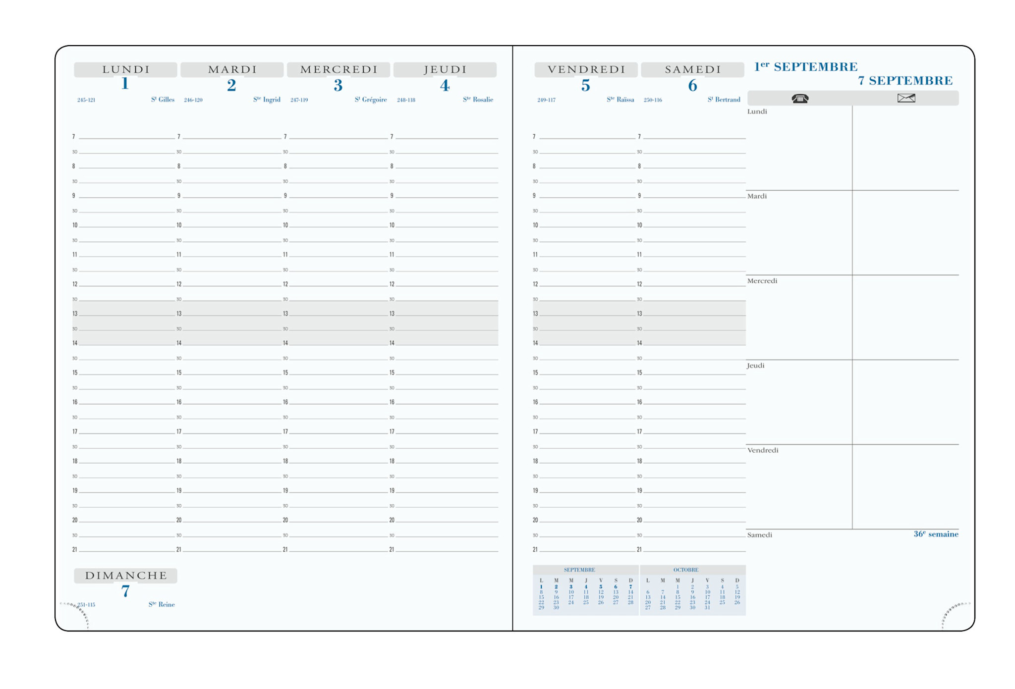 EXACOMPTA Agenda Semainier Bureau SAS 27 Canvas 21x27cm Couleurs aléatoires