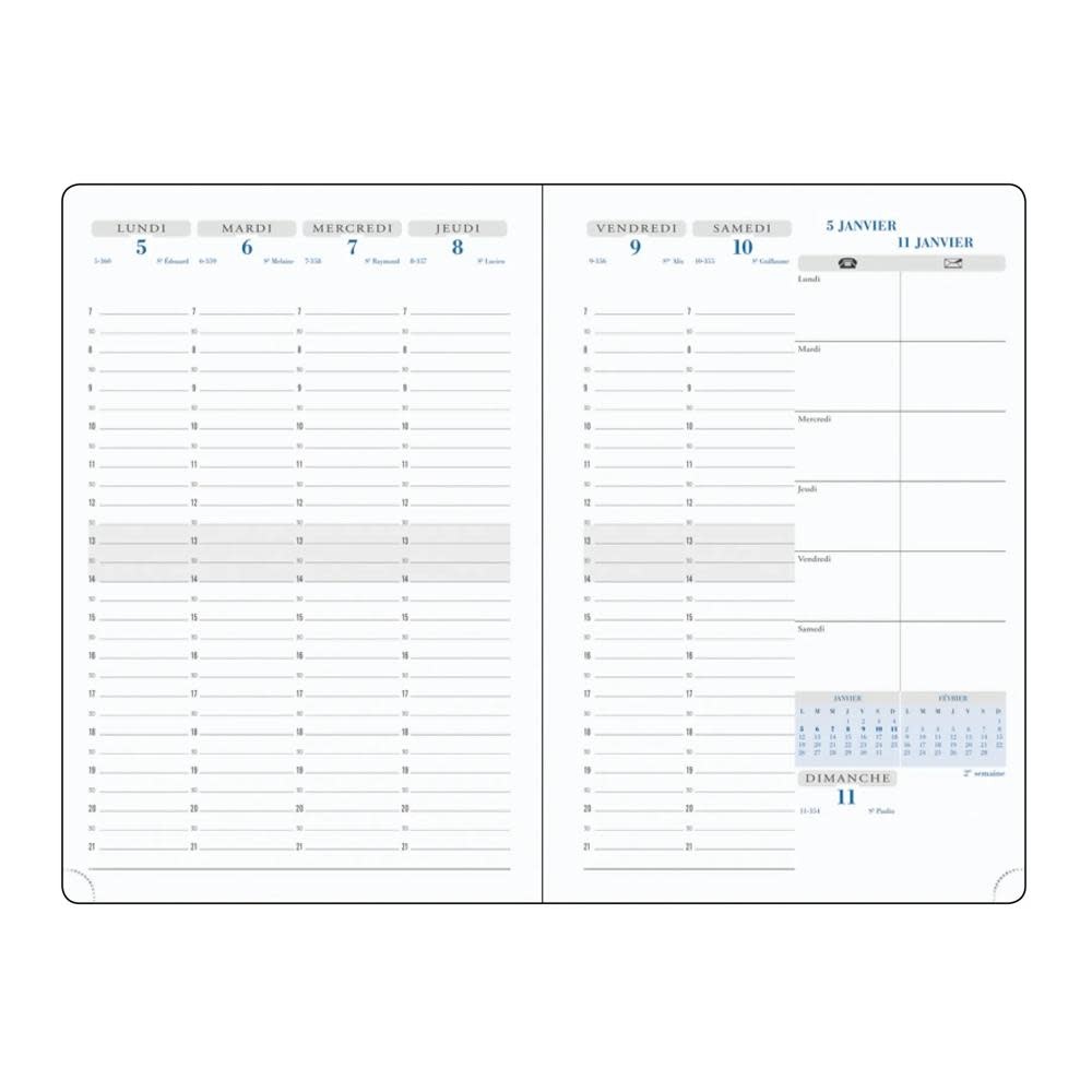 EXACOMPTA Agenda Semainier Bureau SAS 20 Visuel 7 Canvas 15x21cm Couleurs aléatoires