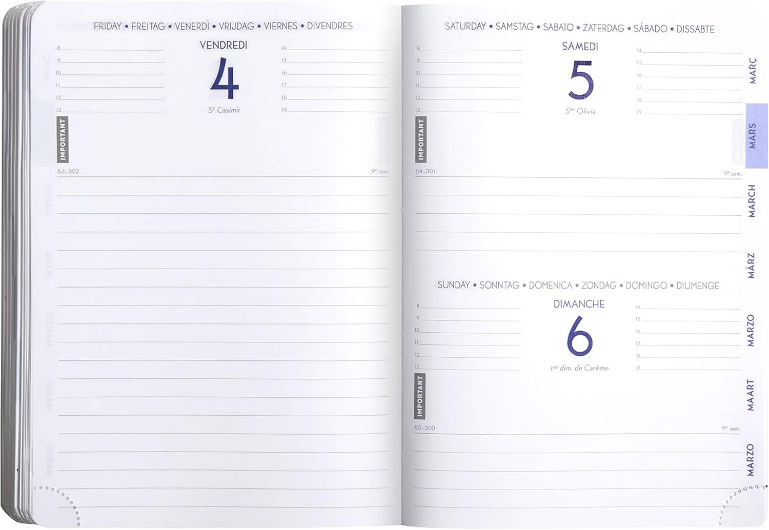 EXACOMPTA Agenda Journalier Forum Kraft Folk Noir 12x17cm