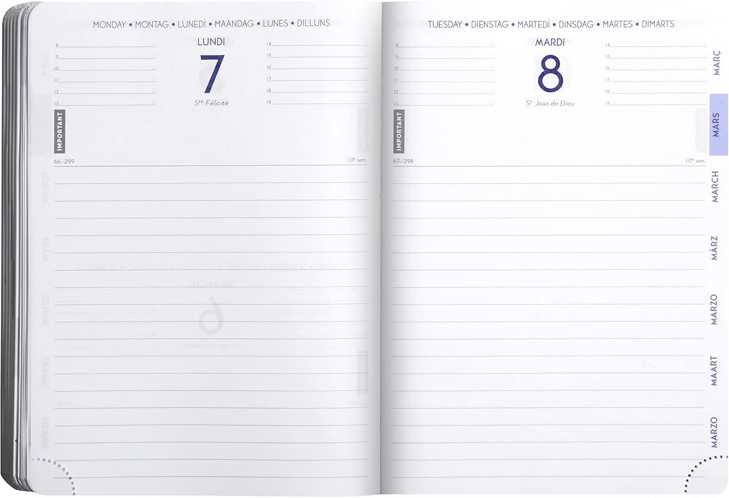 EXACOMPTA Agenda Journalier Forum Kraft Folk Blanc 12x17cm