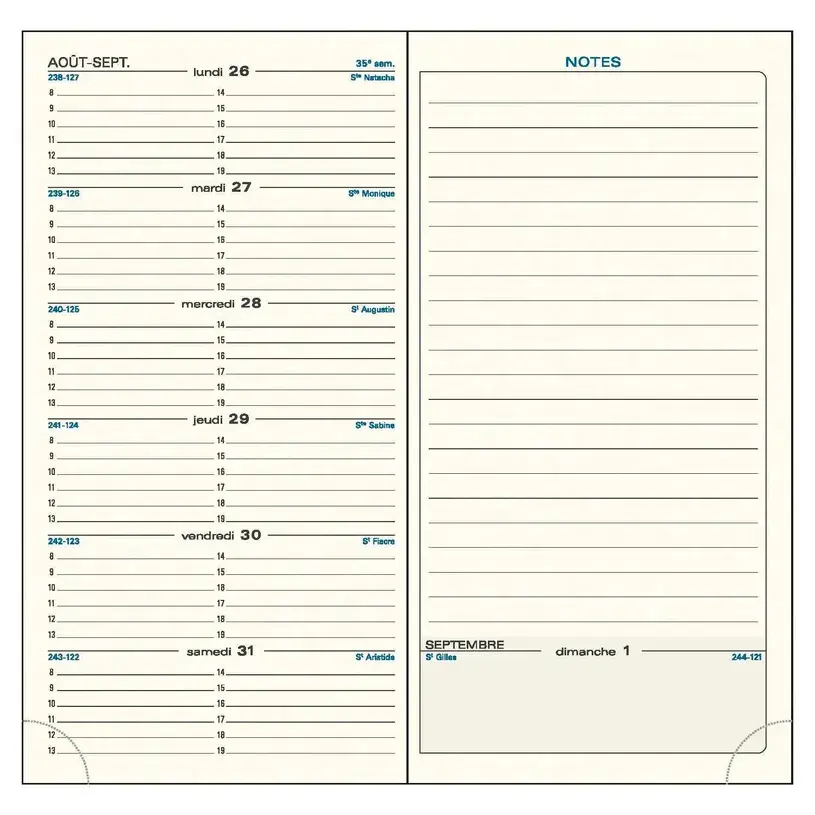 EXACOMPTA Agenda Semainier Poche SAS 17 Canvas 9x17,5cm Couleurs aléatoires