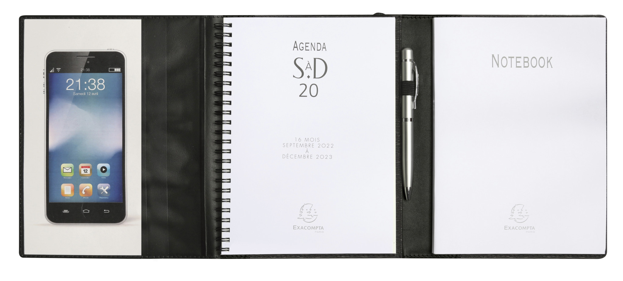 EXACOMPTA Agenda All In One Semainier SAD 20S Noir 15x21cm