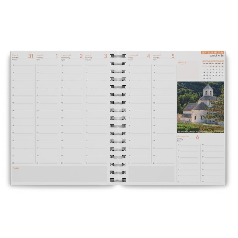 Agenda semainier 2026-2027 Provence 21x17cm