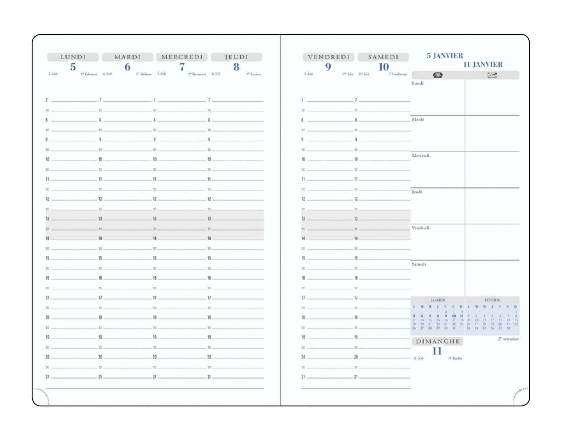 EXACOMPTA Agenda Semainier Bureau SAS 20 Visuel 7 Eden 15x21cm couleurs aléatoires