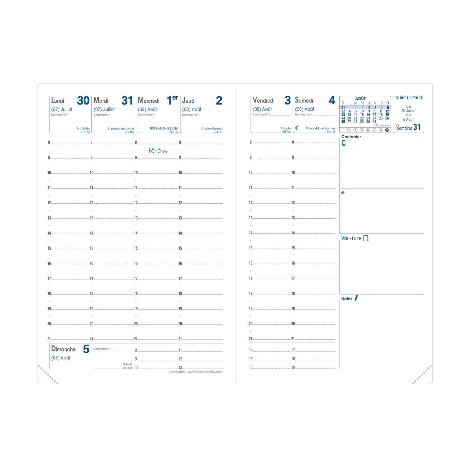 QUO VADIS Agenda Universitaire Rep Fr Club Jaune Lim 10x15cm