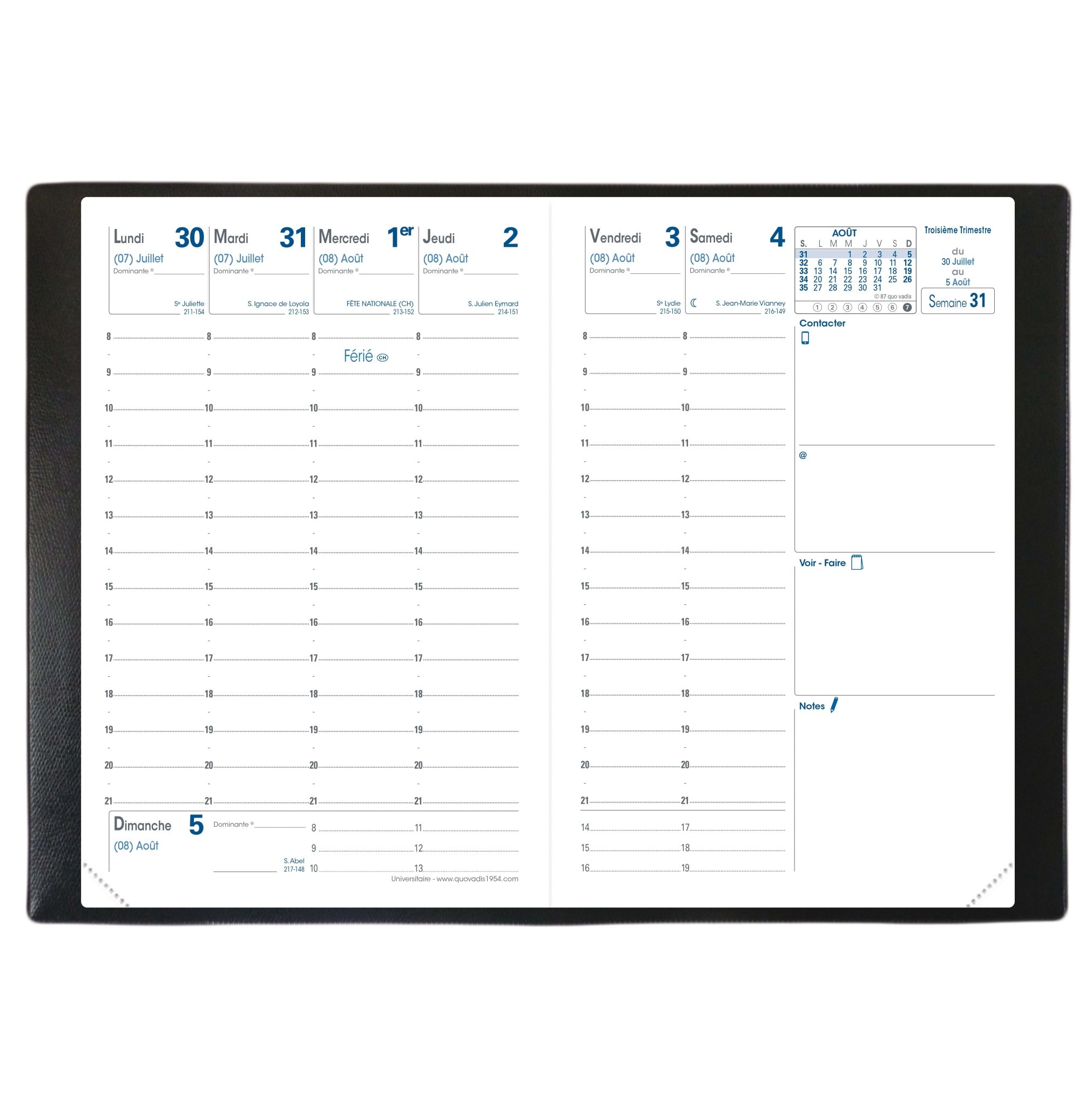 QUO VADIS Agenda Universitaire Rep Fr Club Rouge 10x15cm