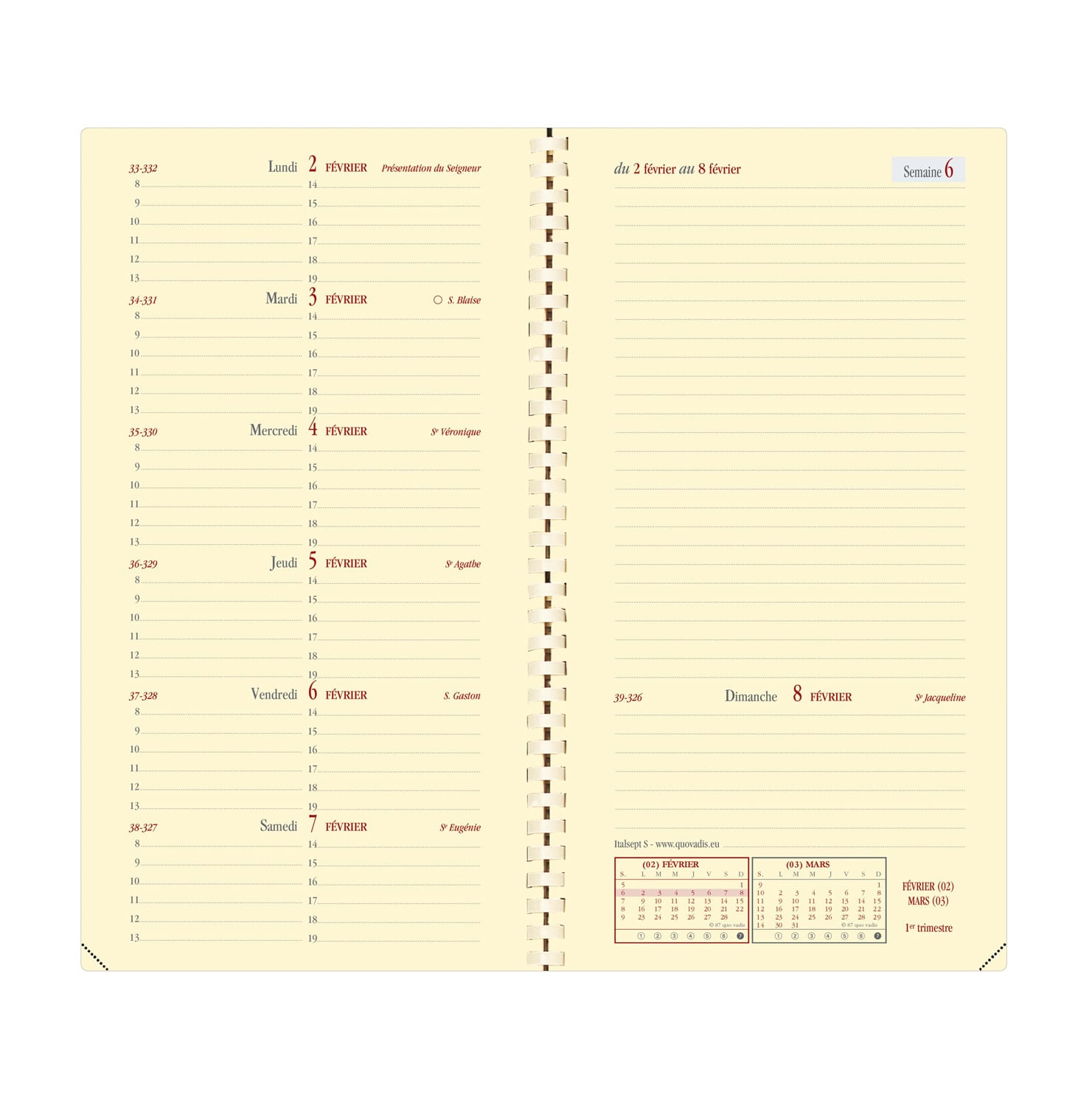 QUO VADIS Agenda Italsept S Rep Fr Soho Bleu Acier 8,8x17cm