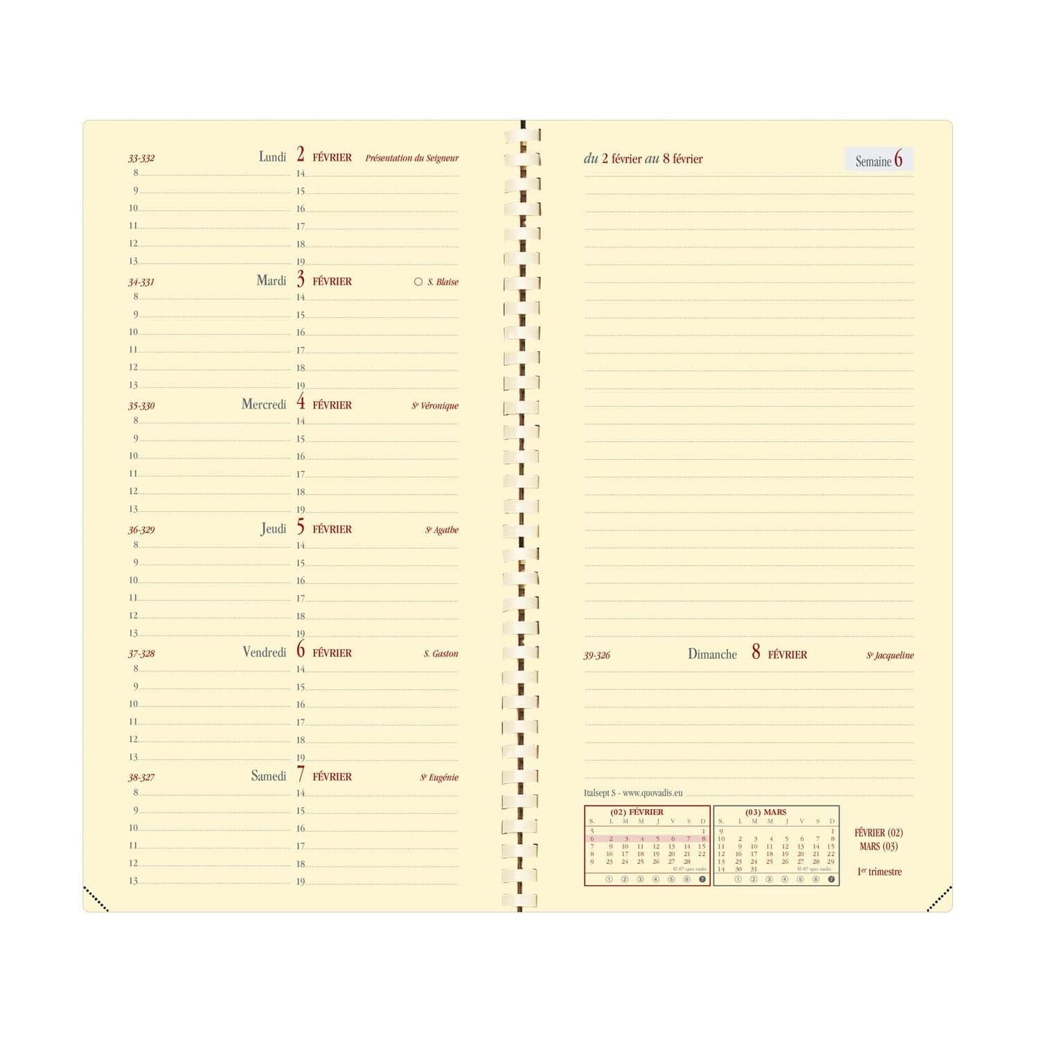 QUO VADIS Agenda Italsept S Rep Fr Soho Rose 8,8x17cm
