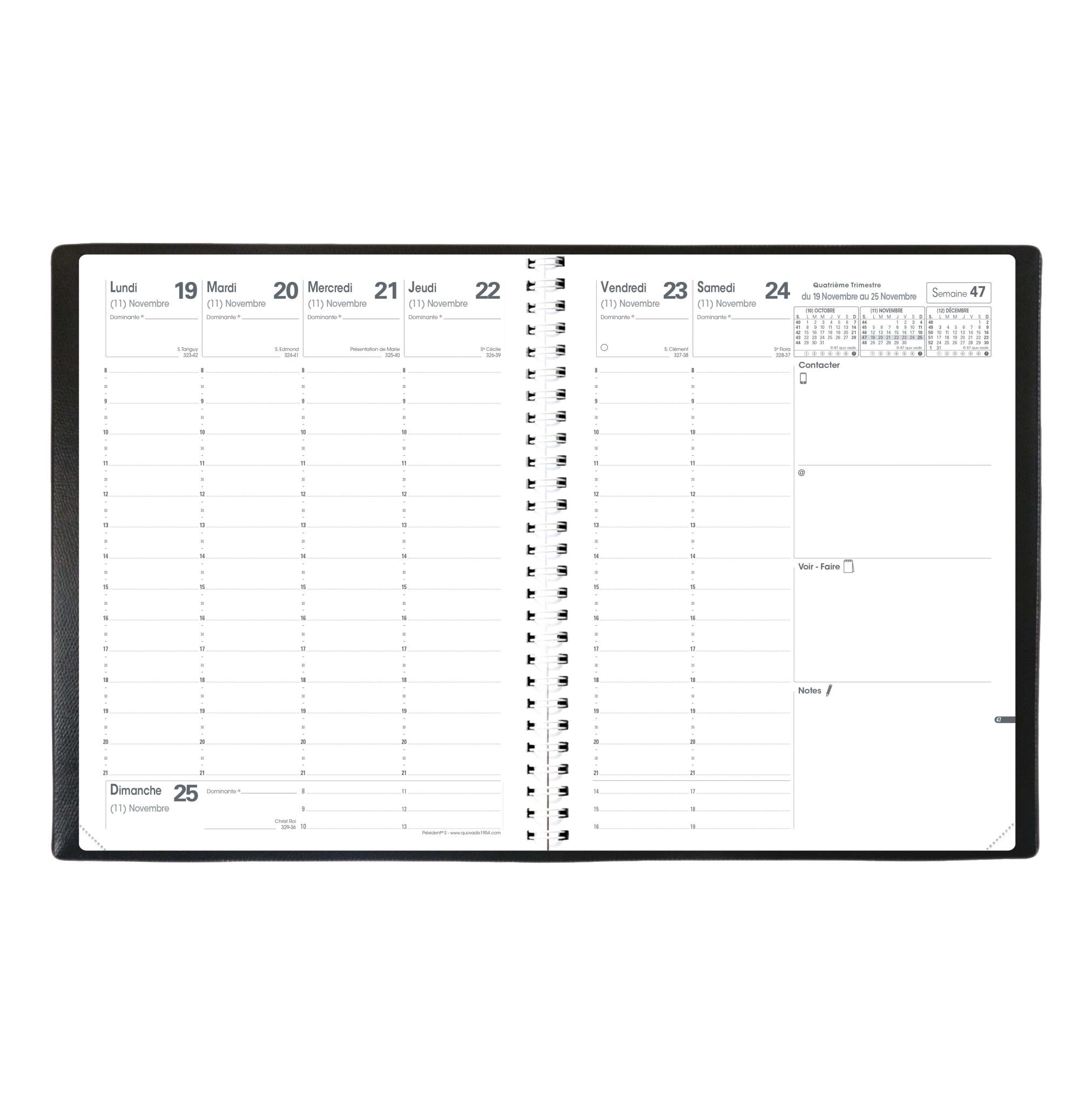 QUO VADIS Agenda Président S SEPT FR Impala noir 21x27cm