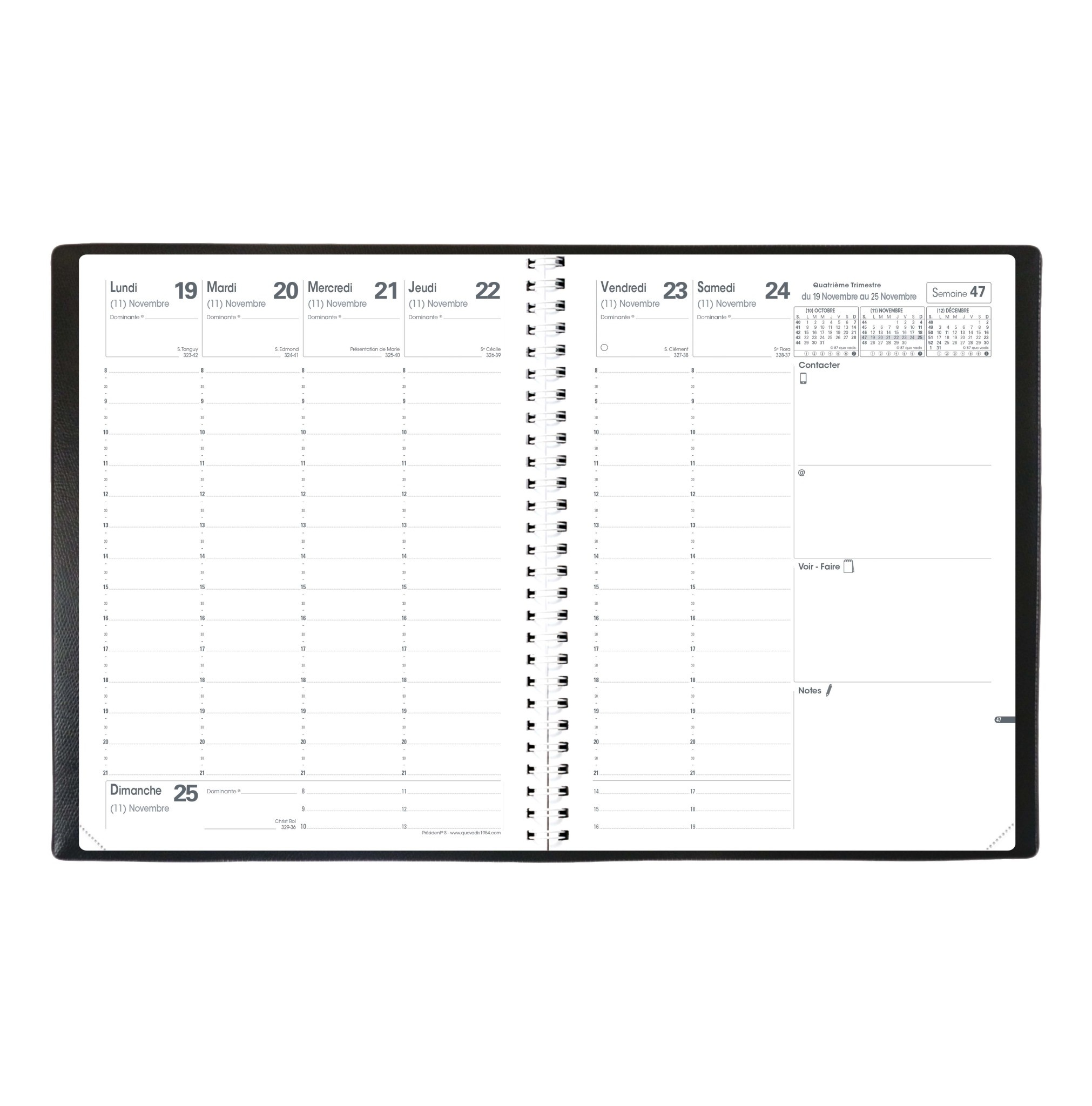 QUO VADIS Agenda Président S SEPT Rep Fr Club Noir 21x27cm