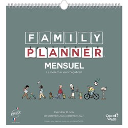 QUO VADIS Calendrier Family Planner Mensuel Sept 2026 Déc 2027 30x30cm