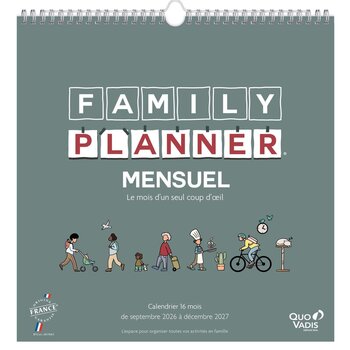 QUO VADIS Calendrier Family Planner Mensuel Sept 2026 Déc 2027 30x30cm