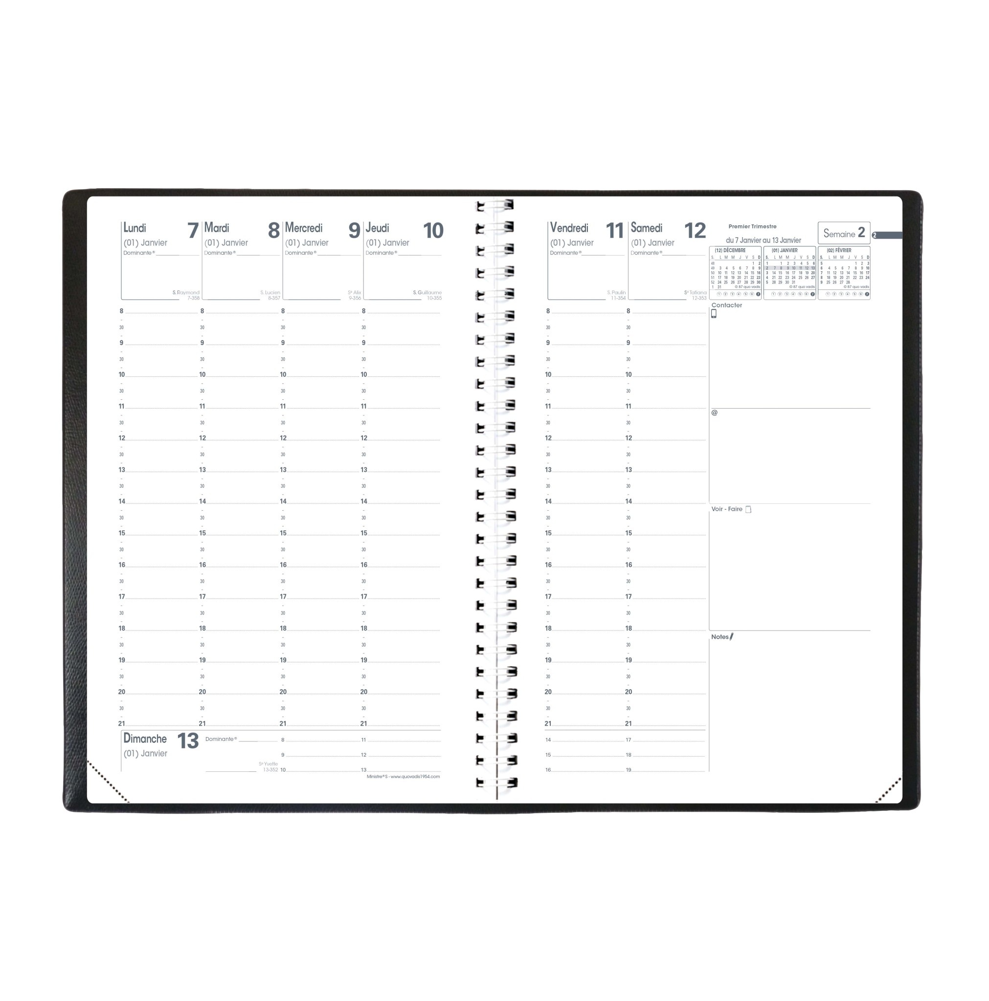 QUO VADIS Agenda Ministre S Sept Rep Fr Club Noir 16x24cm